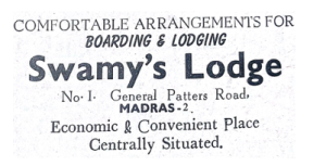 Ad for Swamy's Lodge 